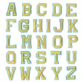 Lot de patchs brodés alphabet a-z lettres colorées autocollants tissu diy pour vêtements. - Ensemble de 26 Lettres / Bleu/Jaune