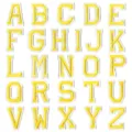 Écussons brodés lettres alphabet jaune et blanc style collège pour décoration de vêtements. - Ensemble de 26 Lettres / Jaune