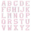 Écussons brodés lettres style collège rose et blanc, kit badges alphabet DIY vêtements. - Ensemble de 26 Lettres / Rose