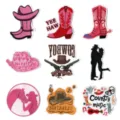 Pink western cowgirl embroidered patch set cute cartoon decorative cloth for DIY - Set(DW9053 Set of 9)