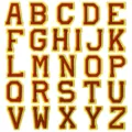 Badges alphabet brodés lettres A-Z écussons thermocollants pour vêtements DIY décoration - Ensemble de 26 Lettres / Jaune et Rouge