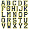 Écussons brodés lettres alphabet, patches thermocollants bleu jaune pour vêtements. - Ensemble de 26 Lettres / Base Jaune Lettres Bleues
