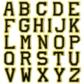 Patchs brodés lettres anglaises, style collège noir et jaune pour décoration de vêtements. - Ensemble de 26 Lettres / Jaune avec Lettres Noires