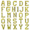 Écussons brodés dorés de lettres anglaises, A-Z patch décoratif de vêtements DIY. - Ensemble de 26 Lettres / Or
