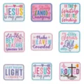 Set de parches bordados religiosos, insignias termoadhesivas con frases cristianas ropa. - Juego de 9