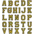 Patches alphabet brodés A-Z jaune et noir lettres thermocollantes vêtement DIY - Ensemble de 26 Lettres / Lettres Jaunes Bordure Noire