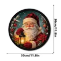 Christmas Santa Claus LED hanging sign circular decorative pendant with lantern 30cm festive decor - Style FGGP078 / With Hooks (Mailing Box)