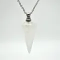 Heldere kwarts kristal pendule ketting etherische olie diffuser hanger met ketting. - Bergkristal Zilverketting