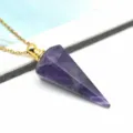 Sechseckiger Prisma Amethyst Kristall Parfüm ätherisches Öl Diffusor Anhänger Halskette Gold - Amethyst Goldkette