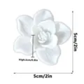 White 3D flower fridge magnet detail view showing dimensions, creative decorative magnetic item. - White-D