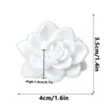 White 3D flower fridge magnet detail view showing exact dimensions and resin material. - White-E