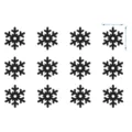 Vue détaillée des autocollants muraux flocon de neige en acrylique noir avec dimensions exactes. - Flocon de Neige (JM595) / Or