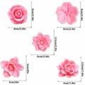 3D printed floral fridge magnets set, pink creative flower magnetic decor with size specs 4-6cm - Pink-ABCDE