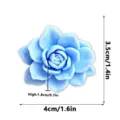 Close-up detail of 3D printed blue succulent flower fridge magnet, showing clear texture and size. - Light Blue-E