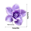 Detail shot of a 3D printed purple flower fridge magnet showing texture and dimensions. - Light Purple-D