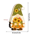 Thanksgiving wooden gnome tabletop ornament with sunflower bouquet and LED night light design. - With Warm Light Eye Lamp 1pc (KT Board Packaging) / MZ1274