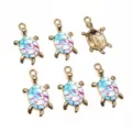 Close-up of colorful turtle enamel charms, alloy DIY jewelry accessories for handmade craft. - F6-26