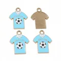 Alloy enamel soccer jersey charms, cute blue football pendants for DIY jewelry making. - AL2-63 / Light Blue