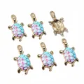 DIY colorful enamel turtle charms alloy gold-plated pendant jewelry making accessories craft - F6-27
