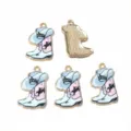 Vintage alloy western cowboy boot charms for DIY jewelry making, necklace and keychain pendants. - AL1-190 (24x15mm / 1.2g)