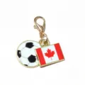 Gold alloy soccer and Canada flag pendant keychain lobster clasp DIY jewelry accessory - Canada Flag / 37x17mm 2.7g