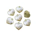 Gold alloy heart pearl charm pendants for DIY jewelry making earrings and bracelets 18mm - AL3-97