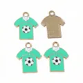 Enamel soccer jersey metal pendants, close-up view of DIY handmade jewelry accessories making. - AL2-64 / Green White and Black