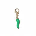 Gold lobster clasp green enamel chili pepper charm DIY jewelry making accessory 14x5.5mm - Green Chili Pendant / 1.5g / Green