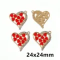 Detail shot of alloy oil-dropping heart pendant with rhinestones, DIY jewelry accessory. - Heart Lips Pendant / AL3-103