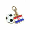 Metal enamel football and Croatia flag charm pendant with gold lobster clasp for DIY jewelry. - Croatia Flag / 37x17mm 2.7g