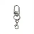 Vue détaillée de l'accessoire de quincaillerie de mousqueton de porte-clés en alliage. - 50x12mm / K Blanc/Argent
