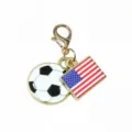 Enamel soccer ball and US flag charm with lobster clasp for DIY jewelry making detail view. - USA Flag / 37x17mm 2.7g