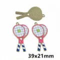 Legierung Tennisschläger Anhänger DIY Schmuck Zubehör Charms 39x21mm Schlüsselanhänger - AL2-210 Tennis Stil