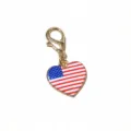 Close up view of the American flag heart charm pendant detail with lobster clasp for DIY jewelry. - US Flag Style