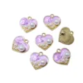 Gold alloy heart pearl pendant charms for DIY jewelry making, earrings and bracelets. - AL3-100