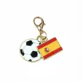 Alloy football Spanish flag enamel charm pendant with golden lobster clasp for DIY jewelry. - Spain Flag / 37x17mm 2.7g