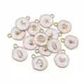 White alloy enamel marine charms featuring shells and starfish, perfect for DIY jewelry and crafts. - Random Mixed White Style