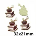 Gold-tone alloy enamel coffee grinder charms, 32x21mm DIY jewelry pendants for crafts. - AL1-06 Coffee Grinder