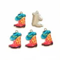 Retro alloy western cowboy boot and hat enamel charms DIY jewelry pendants for bag. - AL1-192 (24x15mm / 1.2g)