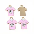 Pink Soccer Jersey Metal Charm DIY Enamel Pendant Jewelry Making Accessories 4pcs - AL2-66 / Pink
