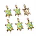 Pendentifs tortue emaille colores en alliage metallique pour fabrication de bijoux artisanaux. - F6-34