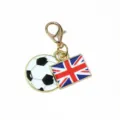 Alloy soccer ball and UK flag enamel charm pendant with lobster clasp for DIY jewelry. - British Flag / 37x17mm 2.7g