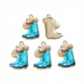 Rétro alliage western cowboy bottes chapeau pendentif DIY bijoux accessoires breloques pour sacs clés - AL1-197 (24x15mm / 1,2g)