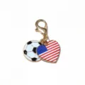 Alloy American flag heart and football pendant keychain with lobster clasp for DIY jewelry making. - USA Flag Football Pendant(SG-F4-27) / 1 Piece Pack (32x16mm)