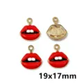 Close-up details of red lip enamel alloy charms, perfect for DIY jewelry making and crafts. - AL3-109