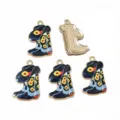 Pendentifs breloques émaillés botte de cowboy western en alliage vintage pour bijoux DIY. - AL1-199 (24x15mm / 1,2g)