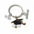 Graduation keychain 2026 metal enamel grad cap diploma keyring keepsake gift 30mm - Doctoral Cap Pendant (SG-O7-39-P3-54) / 1 Piece (20x28mm)