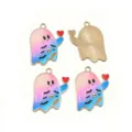 Halloween cute ghost enamel pendant alloy charms jewelry accessories for DIY bracelet & earrings set - AL3-28 / 25x20mm (2g)