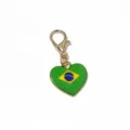 Alloy oil-drop heart-shaped Brazilian flag pendant with lobster clasp, DIY jewelry accessory. - Brazil Flag Style