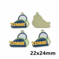 Sports Tennis Enamel Alloy Pendant DIY Jewelry Making Keychain Bag Charm 22x24mm - AL2-202 Tennis Style